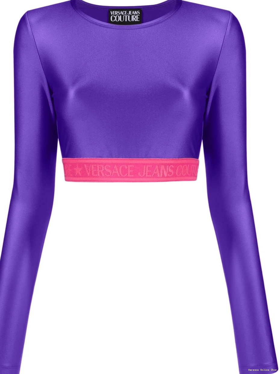 Affordable crop Versace Couture top logo-underband Jeans Women 0729